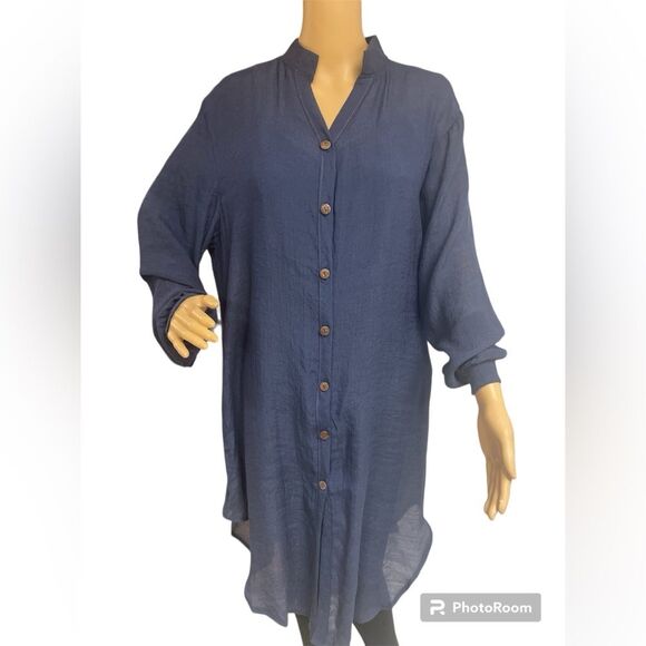 Coco + Carmen Navy, button down long shirt/Jacket, oversized S/M - Picture 1 of 4